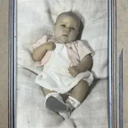 Vintage Tinted Baby Girl Portrait Photo Pink Angelus Studio L.A. Calif Art Deco