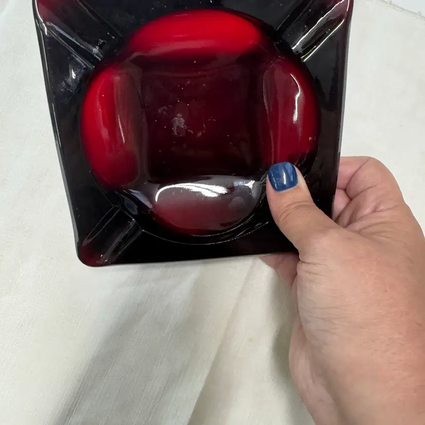 MCM Red Square Glass Ashtray