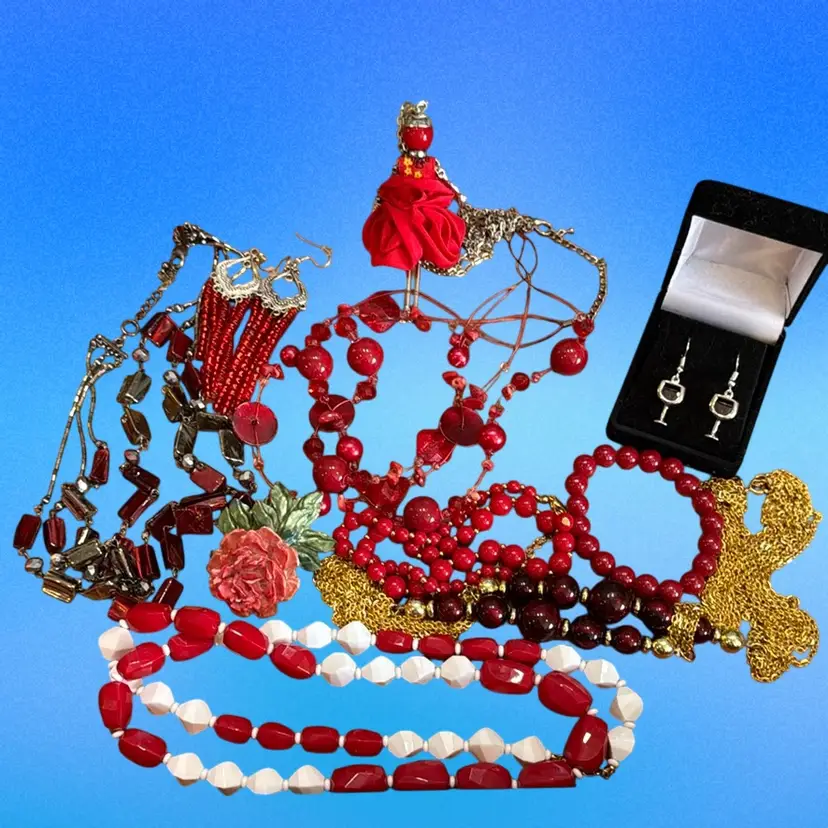 Assorted Mix Of Red Jewelry