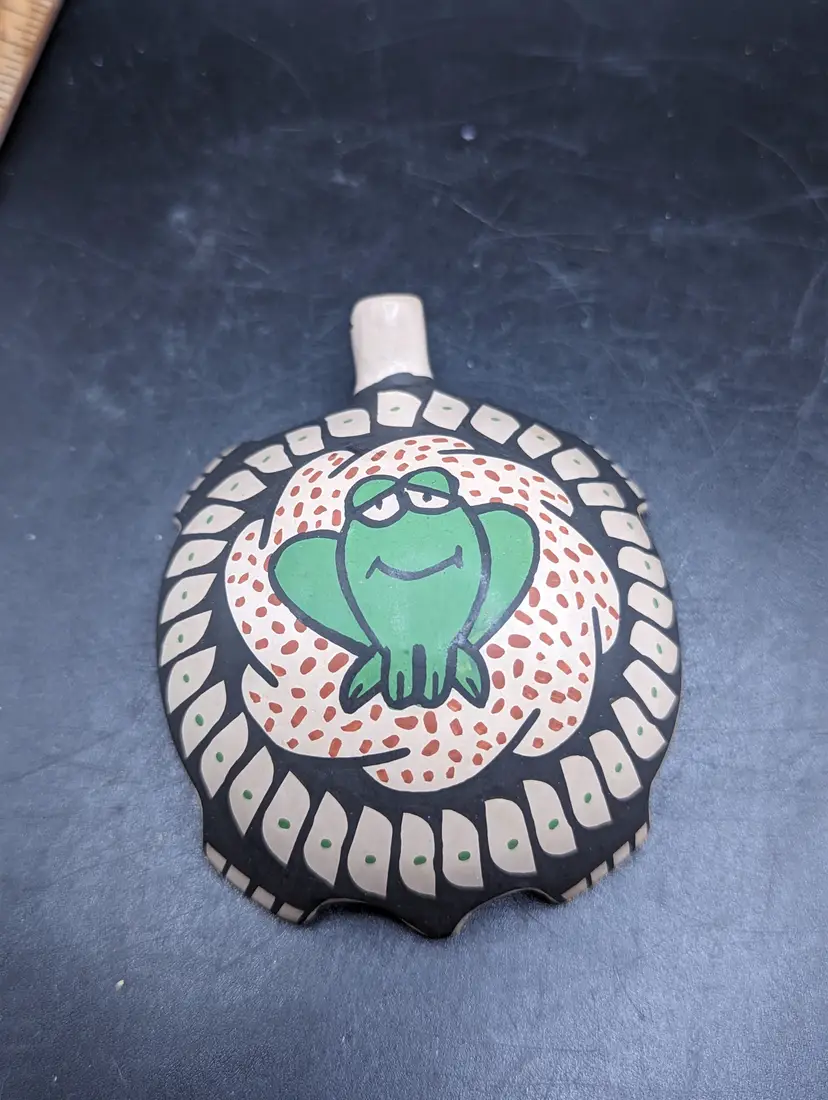 Vintage Handmade Pottery Turtle Design by Martha Hernandez. 1.25"tall X 3.5"wide