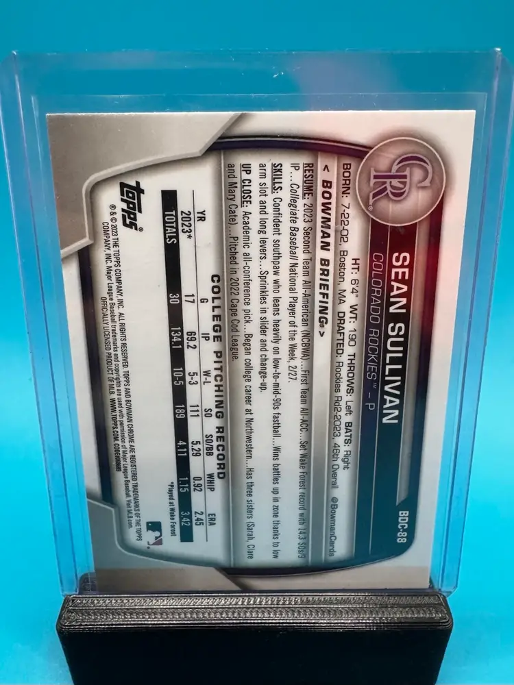 Sean Sullivan 1st Bowman Chrome Aqua Wave Refractor /125 Colorado Rockies