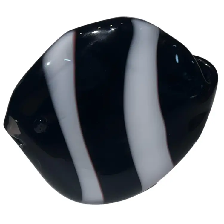 Murano Art Glass Fish Signed By Renato Anatra Black & White