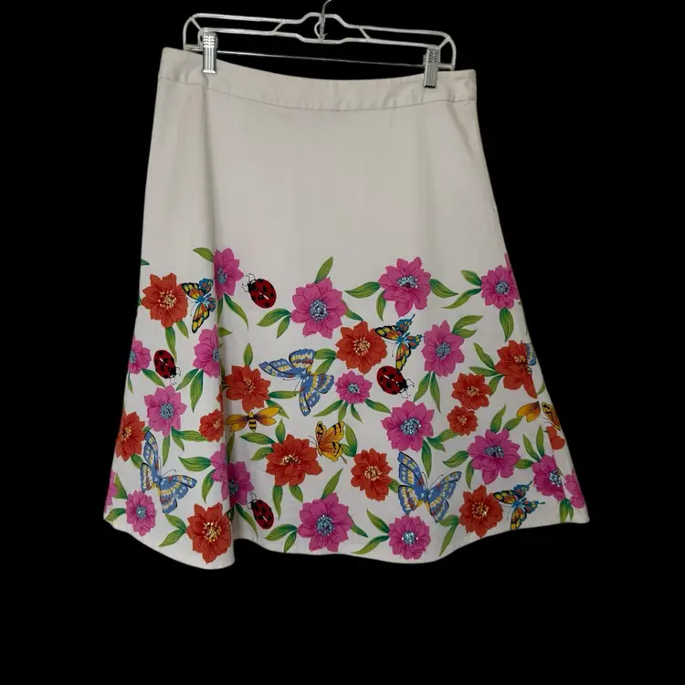 Spencer Jeremy A-Line Skirt Sequins Floral Garden Party Art To Wear Sz 10 Vtg