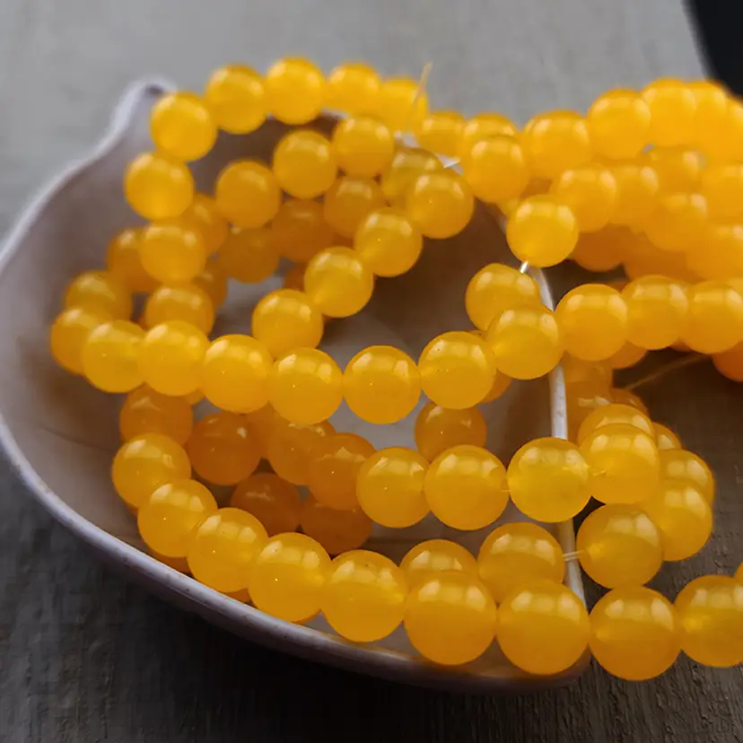 46pcs 8MM Jade Beads, yellow-orange #BC102