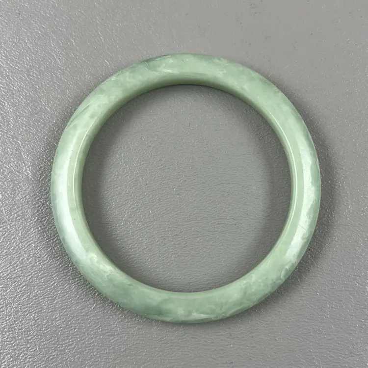 Light Green Lucite Bangle Bracelet Jade Look Plastic 7.75" Stackable