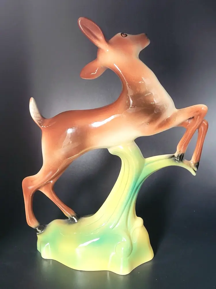 1940s Stewart McCulloch Ceramic Leaping Deer Figurine