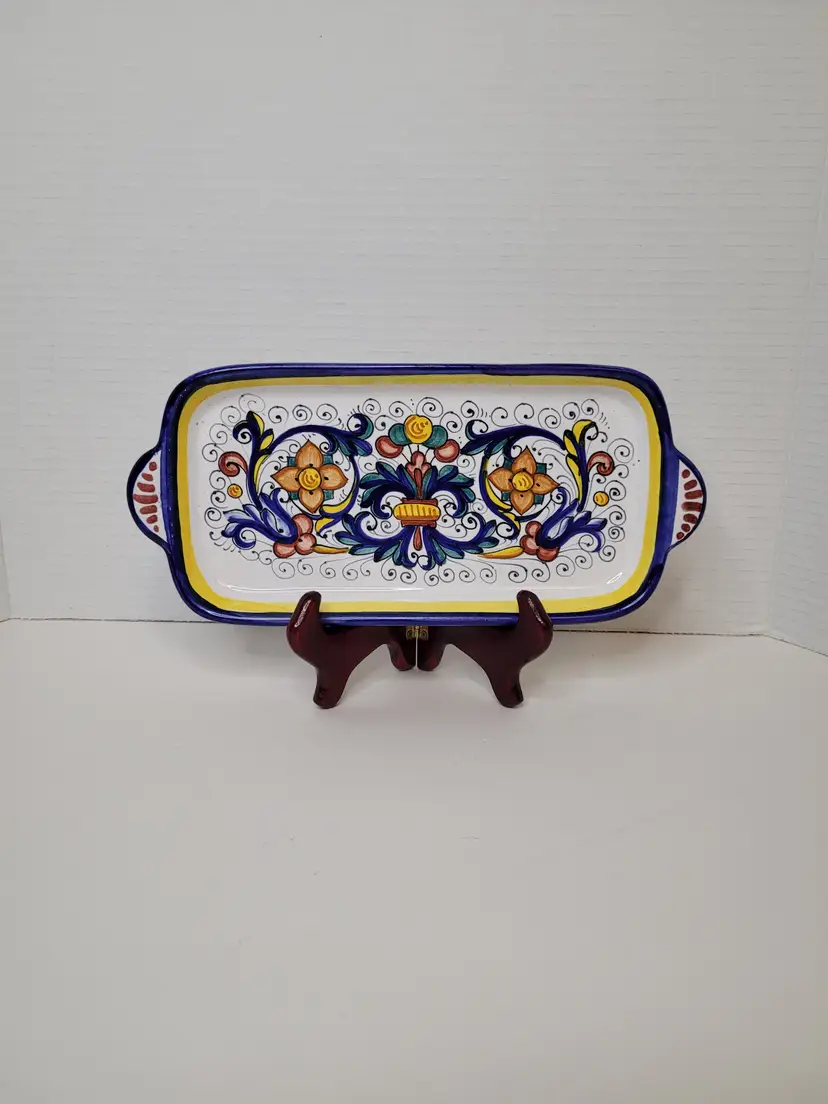 Deruta Handpainted Ceramic Serving Tray Biscotti Tray Made In Italy