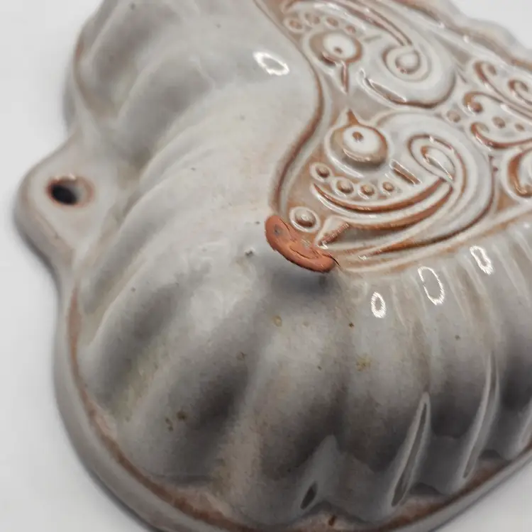 Redware at Pottery heart with doves vintage pan west Germany