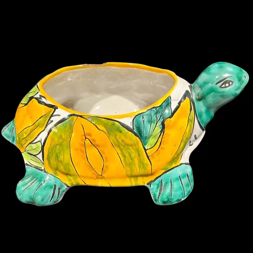 Talavera - Hand Painted- Turtle Planter – 11” x 7” x 4.5” – Signed “T. Castillo” – Mexico