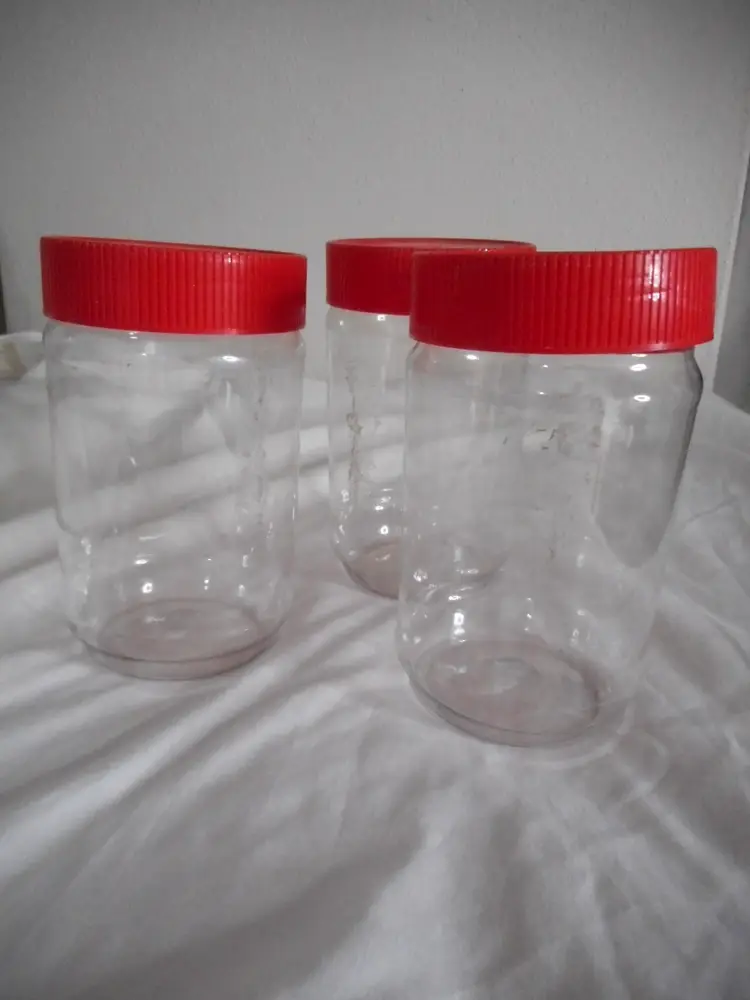 20 15.5 oz Clear Empty Storage Plastic Peanut Butter Jars with screw on covers