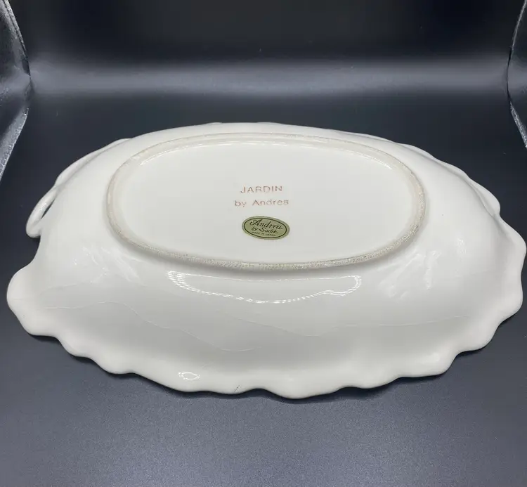 Andrea By Sadek Jardin Floral Leaf Shaped Oval Dish