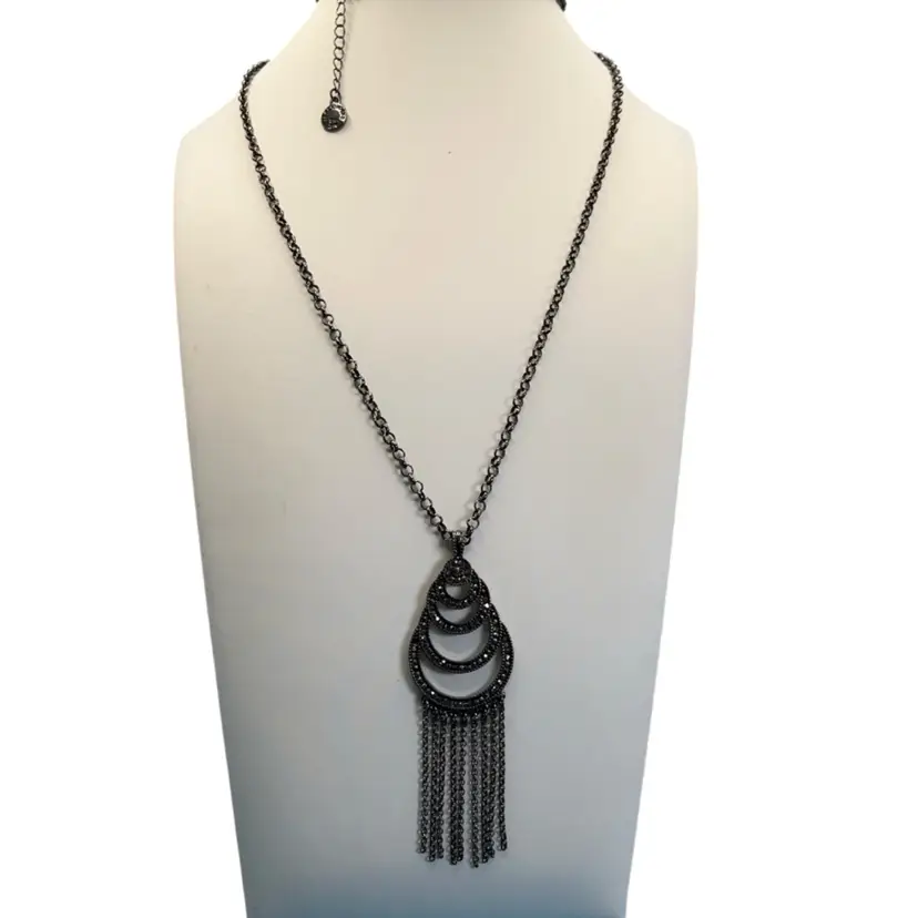 Liz Claiborne Marcasite Pendant Necklace 32” Long