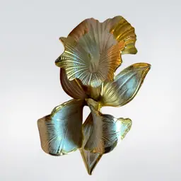 1982 Cerrito Original Orchard Brooch Silver Tone  Leaves With Gold Tone Outline  2” X 1”