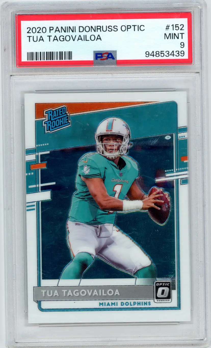 2020 Panini Donruss Optic TUA TAGOVAILOA #152 Rated Rookie DOLPHINS PSA 9 MINT