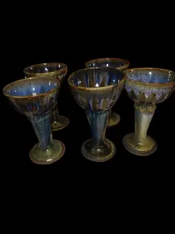 Set of 5 Regnor Pottery Chalice Cups