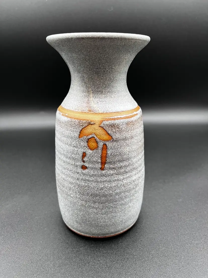 Gloucester Studio Art Pottery Blue/Gray Floral Fluted Vase