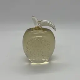 Art Glass Honey Amber Apple Paperweight Controlled Bubbles