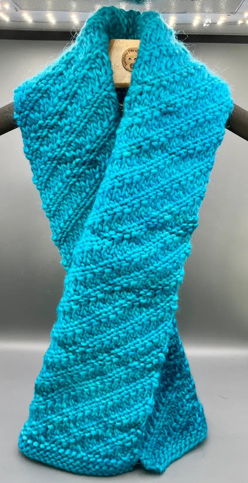 Made By Me Hand knit Scarf Teal Green Wool