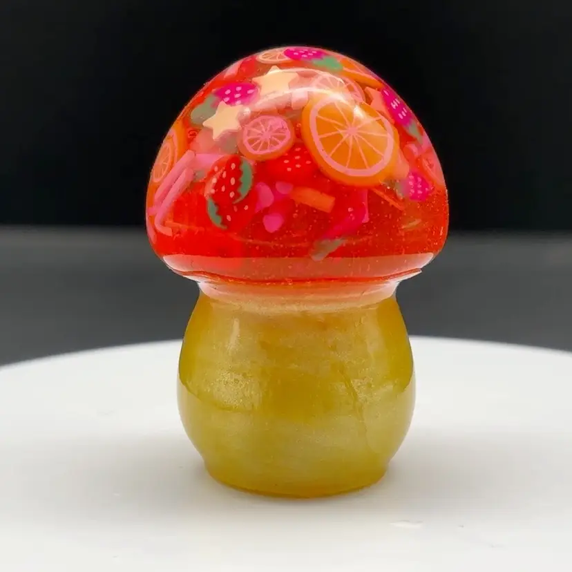 Strawberry Lemonade Mushroom 2" - Round Yellow Stem - Made by Me!