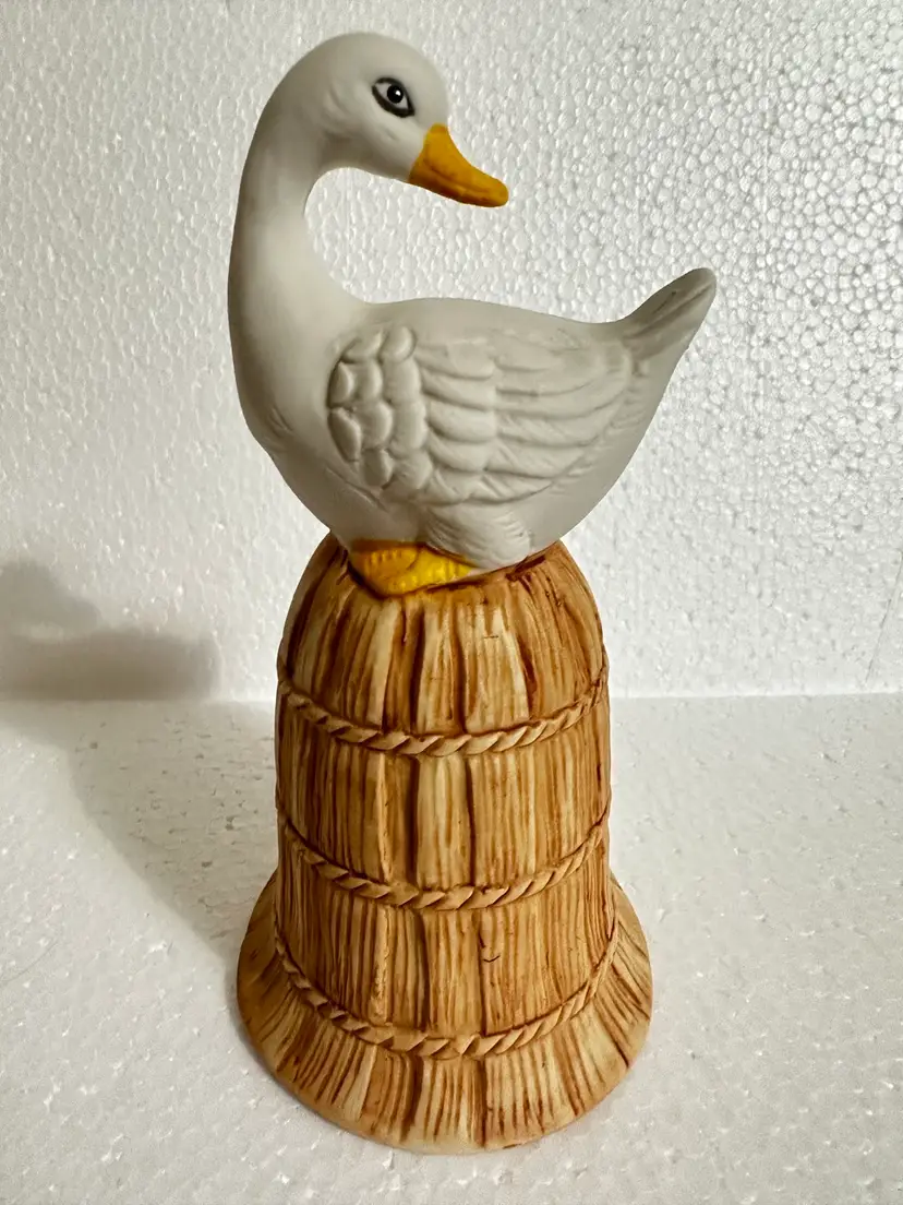 Vintage Porcelain Goose Bell 7”