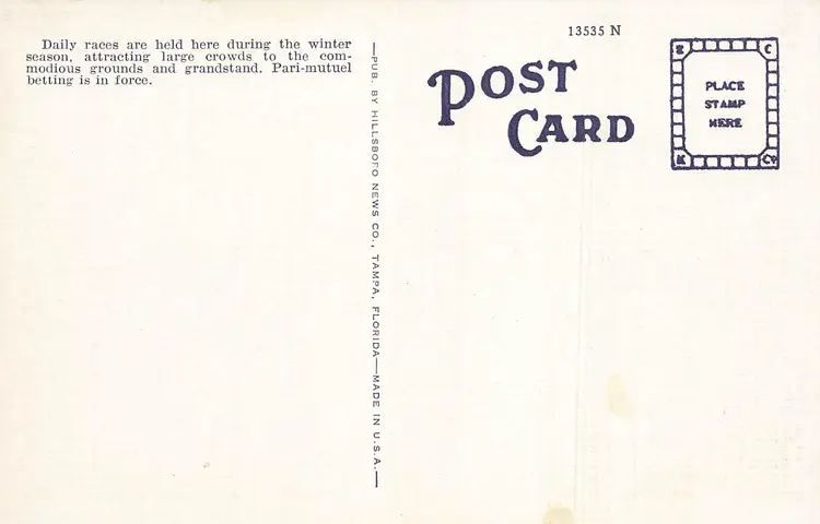 TAMPA FLORIDA~DOG TRACK-WEST COAST RACING ASSOC~1920s ANTIQUE VINTAGE POSTCARD