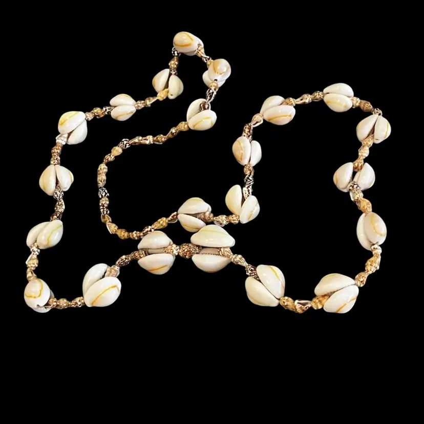 Vintage Cowrie Shell Necklace 35”