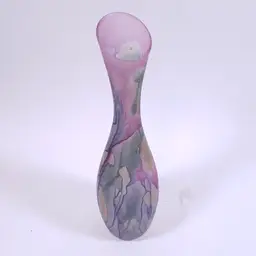 Vintage RUEVEN NOUVEAU Pink Purple Blue Satin Israeli Art Glass BUD VASE