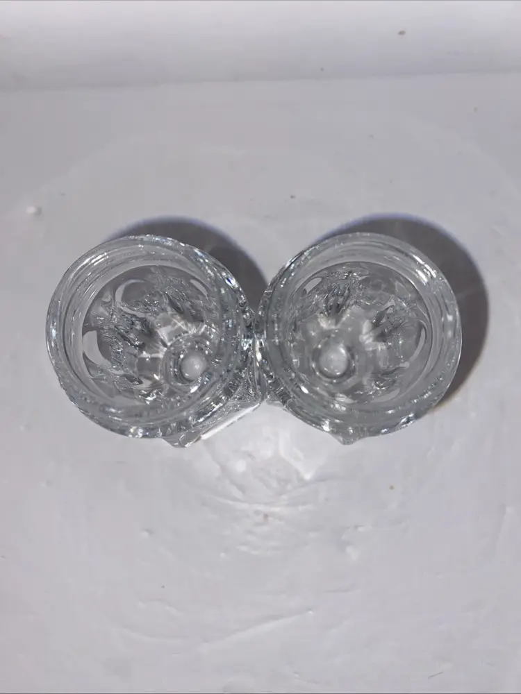 Vintage Fostoria Revere Paneled Crystal Salt and Pepper Shakers 4.75" Set 2