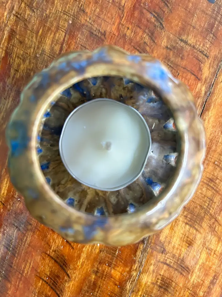 Artisan Signed Tealight Candle Pottery