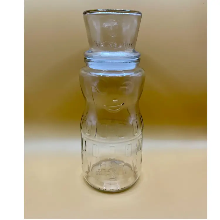 Vintage Mr. Peanut Clear Glass Jar Container 75th Birthday Edition 1991