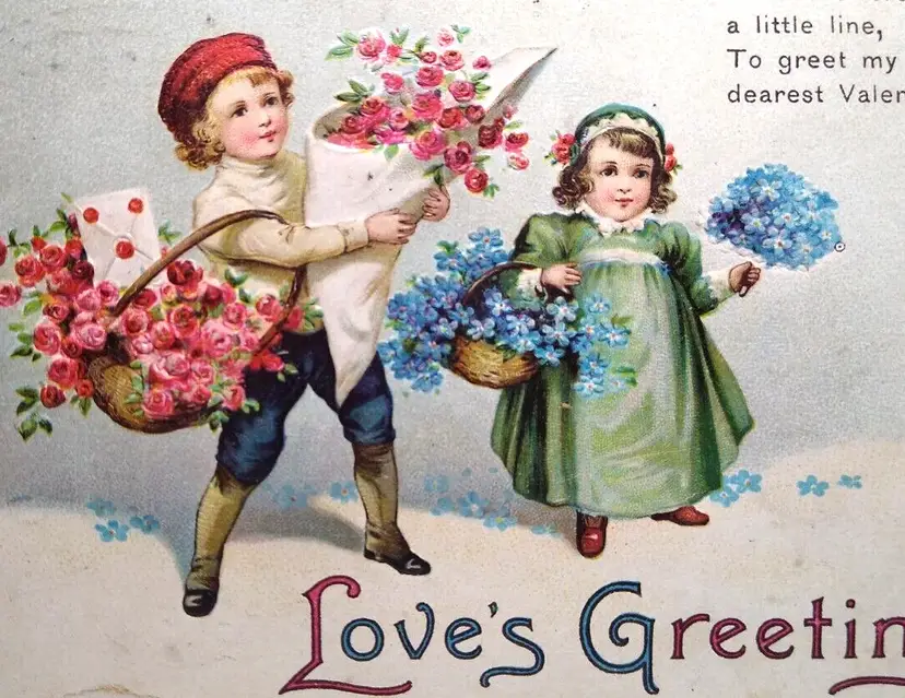 Loves Greetings Valentine Postcard Unsigned Ellen Clapsaddle 1913 Series 1835