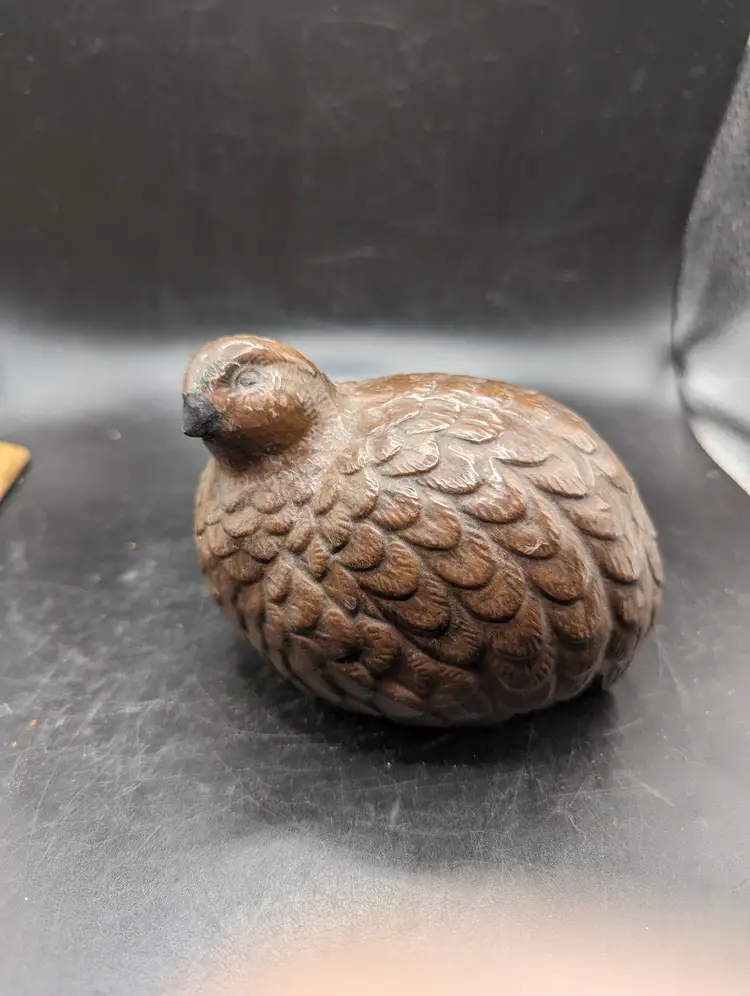 Vintage Ceramic Partridge Quail Signed and Dated 1973