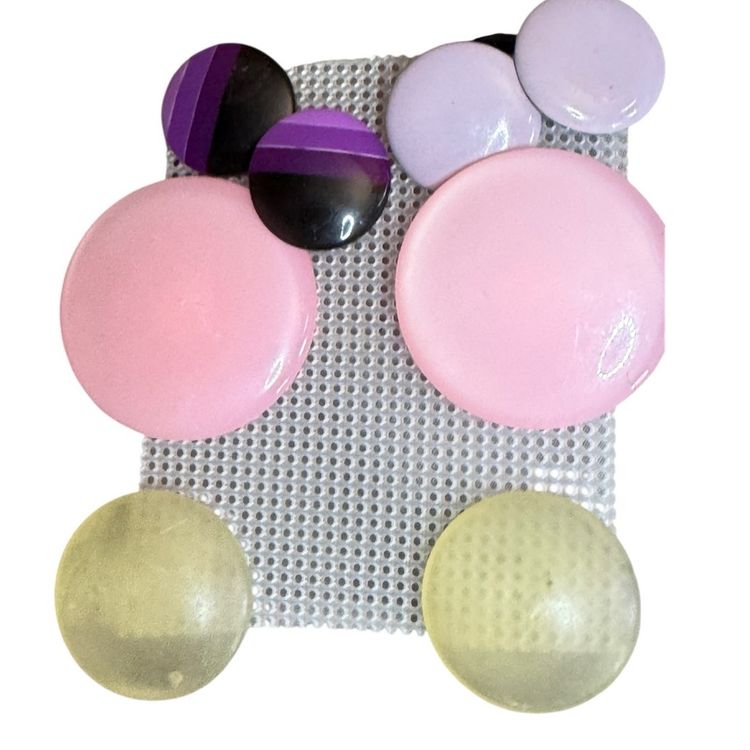 Lot 5 Pastel Button post Pierced Earrings