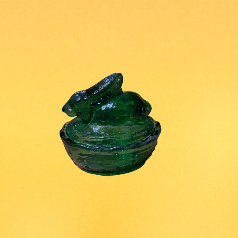 31. Rabbit Salt Green Glass Home Office Gift Collectible