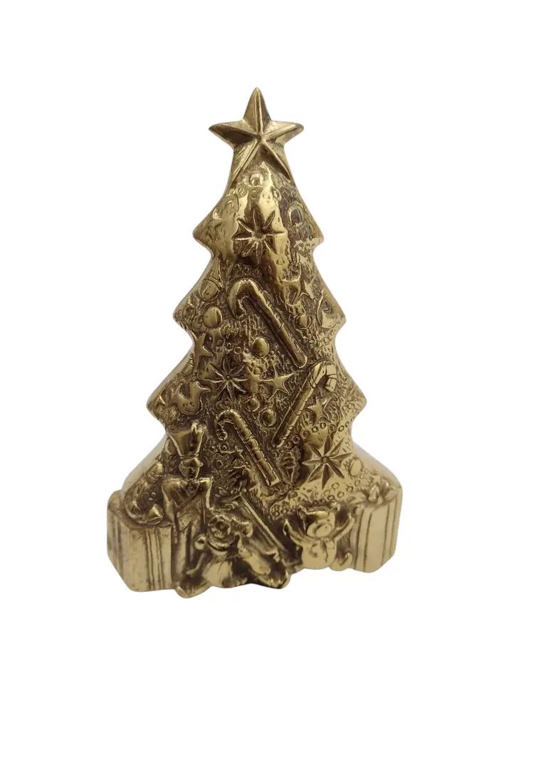 Vtg 1998 Virginia Metalcrafters Solid Brass Christmas Tree Stocking Hanger