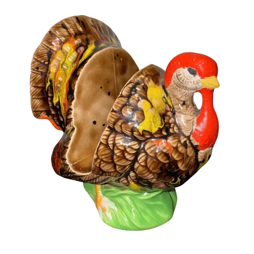 Ceramic Turkey Thanksgiving Napkin Holder. Thanksgiving Table Decor  6” Vintage
