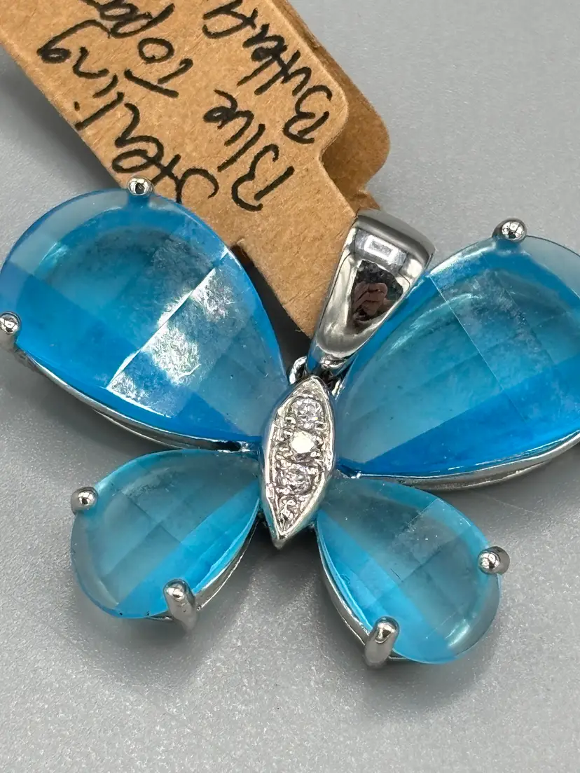 Sterling Blue Topaz Butterfly pendant