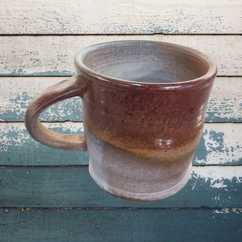 Vintage Studio Pottery Mug Neutral Brown Farmhouse Decor