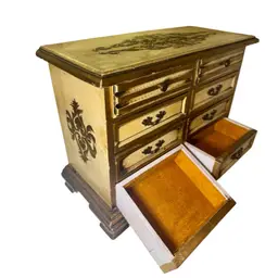 Vintage Japanese Asian Wooden Musical Jewelry Box Chest Cabinet Organizer Case Storage