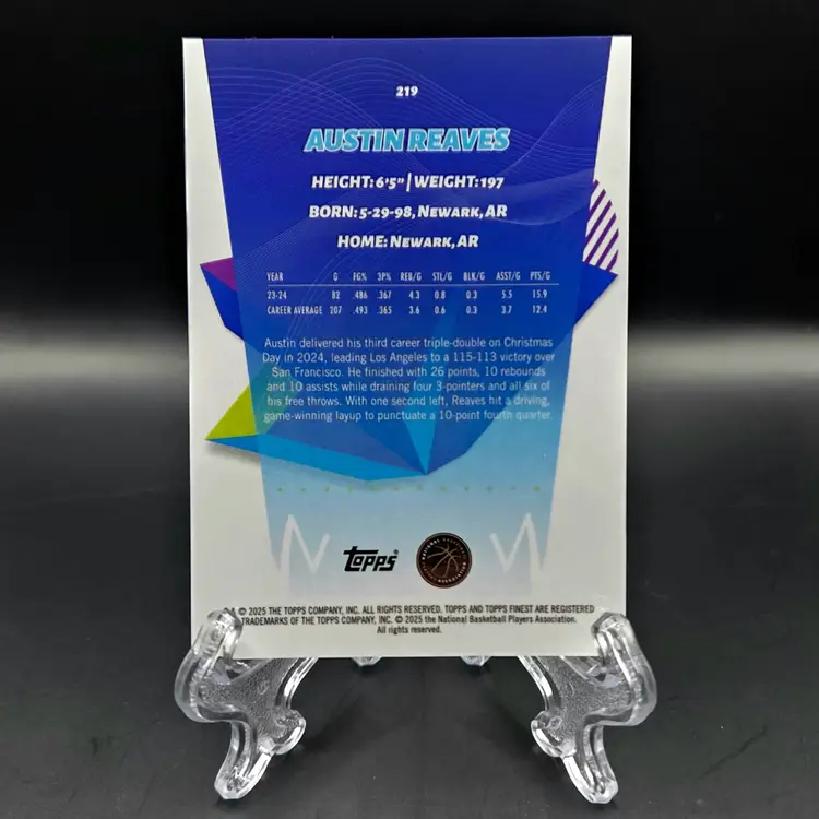 Austin Reaves 2024-25 Finest Blue X-Fractor /49 Los Angeles Lakers