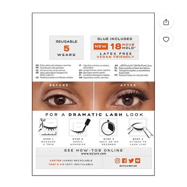 Eylure Definition #126 Lashes Set + Glue Latex Free NEW