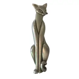 J.J. CAT BROOCH 
Pewter Siamese Egyptian Style Cat Pin By Jonette Jewelry Co. Hallmarked