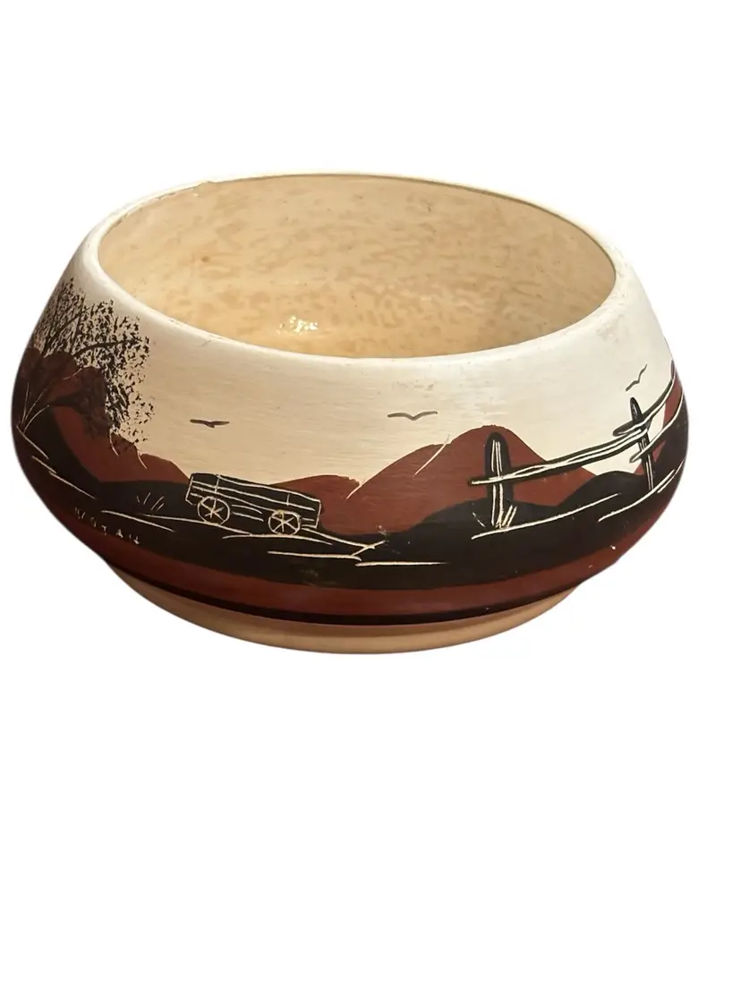 Juan Redeye Pottery Planter Native American Art Signed 1960’s