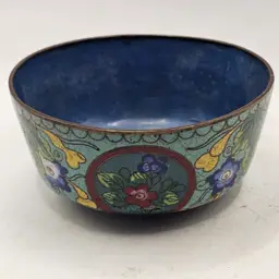 Enamel on copper dish bowl vintage