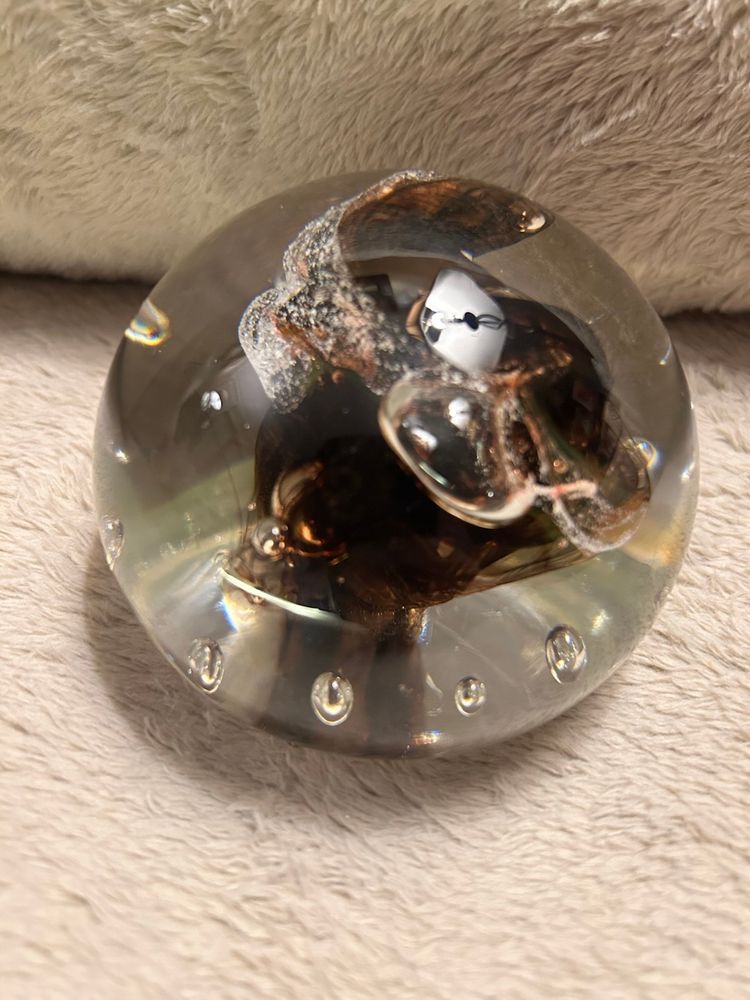 Art Glass Deep Plum/ Brown Round Paperweight