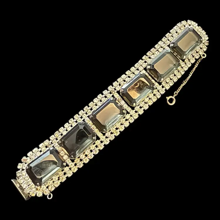 Smoky Blue Rhinestone Bracelet 7.5”