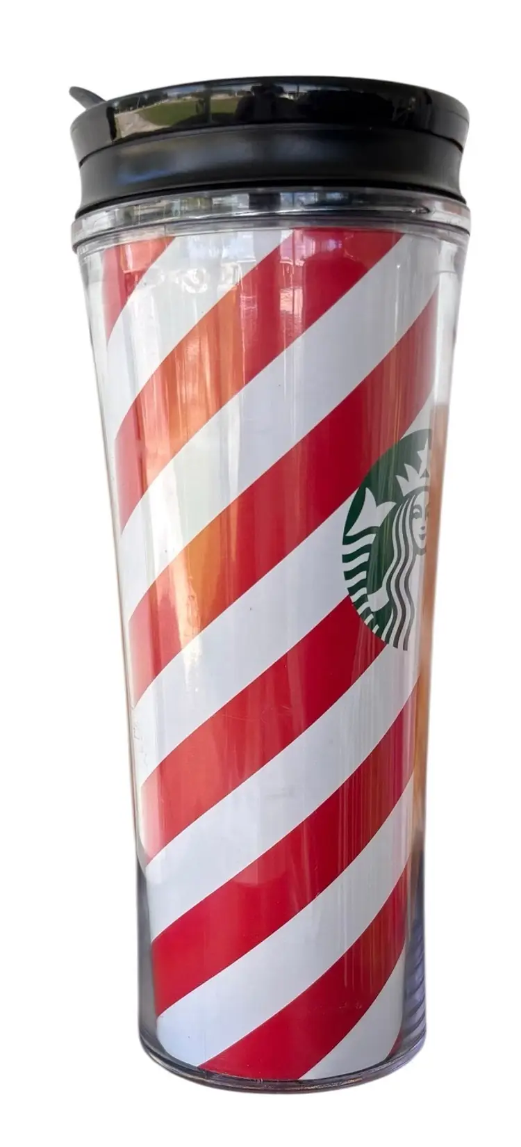 Starbucks Red White Stripe Candy Cane Tumbler Travel Mug Coffee Cup  16 oz
