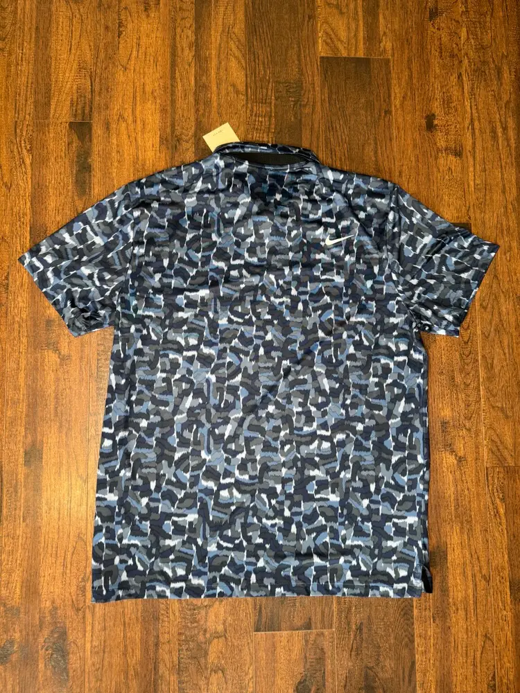 Nike Dri-FIT Tour Golf Polo Short Sleeve Confetti Print Blue FD5939-493 Mens Lg