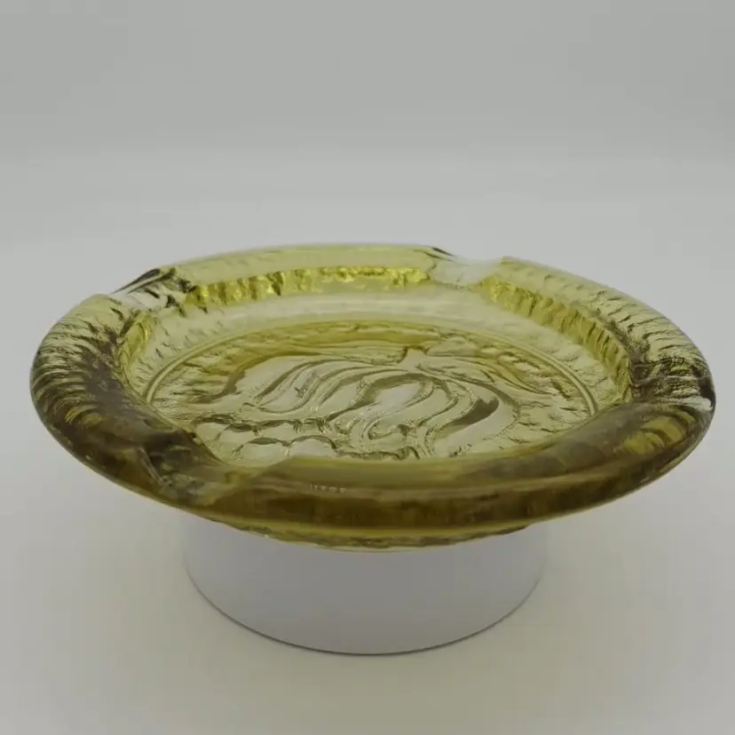 Vintage Anchor Hocking Honey Amber Glass Flower Ashtray