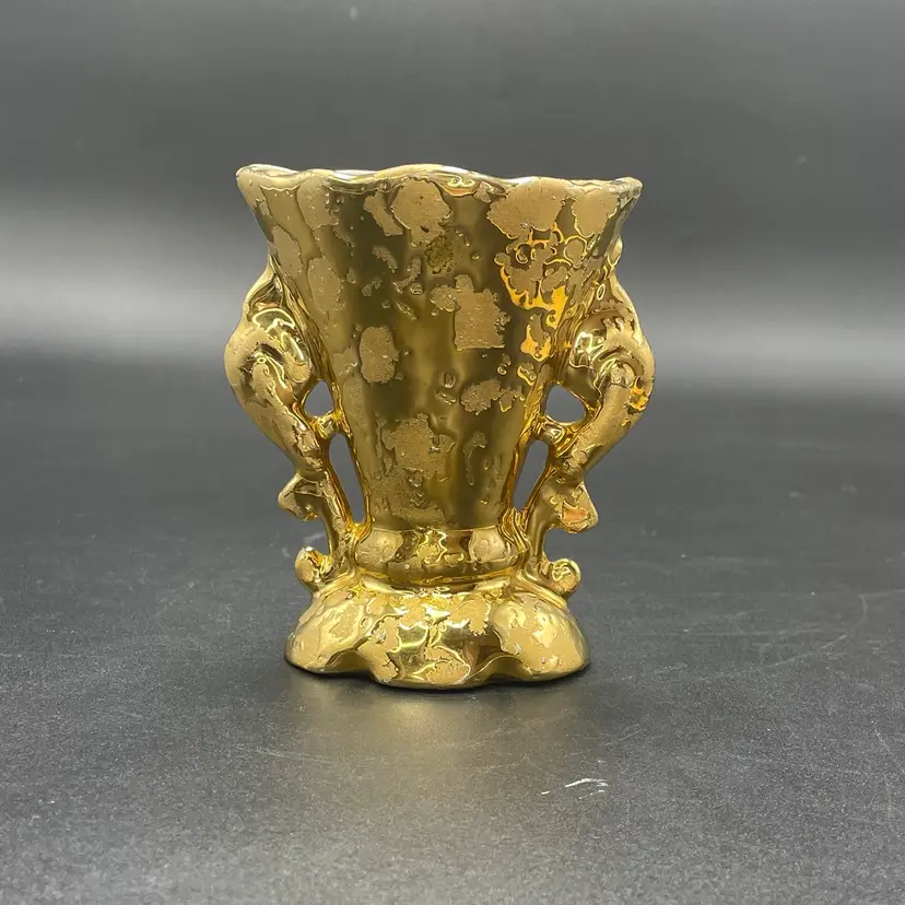 Art Deco Style Weeping Gold Small Porcelain Trophy Vase